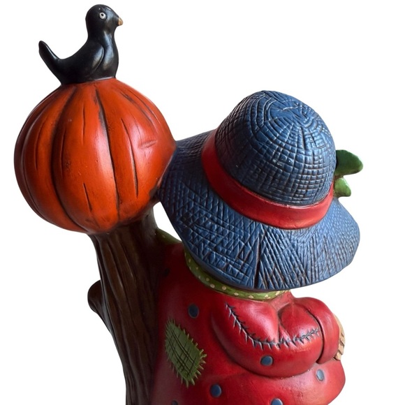 1980 Hand Painted SCARECROW WITH PUMPKINS Ceramic Tabletop Decor= 12" tall - Picture 10 of 16